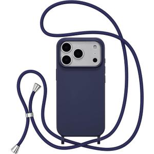 ZTOFERA for iPhone 17 Pro Max Case with Strap,Crossbody Phone Case with Adjustable Neck Shoulder Lanyard,Soft Silicone Shockproof Protective Phone Cover for iPhone 17 Pro Max 6.9 inch-Navy Blue