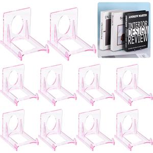 uxcell 20 Pack Book Display Stands, 2" Adjustable Display Holder Mini Clear Easel Collector Stand for Displaying Comics, Magazines, Postcards, Art works, DVDs, Medals, Pink
