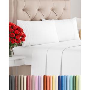 Queen Size 4 Piece Sheet Set - Comfy Breathable & Cooling Sheets - Hotel Luxury Bed Sheets for Women & Men - Deep Pockets, Easy-Fit, Extra Soft and Wrinkle Free Sheets - White Oeko-Tex Bed Sheet Set