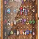 Large Wall-Mounted Keychain Display Case, 50 Hooks, 14.2 inches x 24.4 inches x 2.6 inches