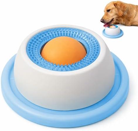 Calming Lick Bowl for Dogs & Cats, Non-Slip Slow Feeder with Rotating Lick Ball for Liquid & Wet Food, Anxiety Relief Enrichment Toy, Keeps Pets Busy, Happy & Engaged, 1 Pack