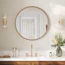 30 Inch Gold Round Bathroom Mirror for Over Sink | Circle Mirror with Metal Frame, Wall Mirror for Vanity, Entryway, Living Room, Hallway and Bedroom Decor
