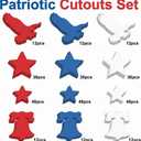 4th of July Decorations - 324 PCS Red White Blue Paper Star Eagle Liberty Bell Shape Cutouts Pre-Cut Set - Fourth of July Accessories, Patriotic Party Supplies Decor,250th Anniversary USA Merchandise