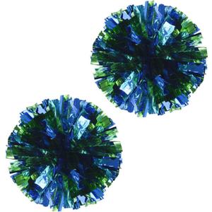 ZEALMAX 1 Pair Cheerleading Pom Poms Sports Party Accessories for Dance Sports Cheering Children Adults,Blue+Green
