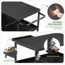 Outdoor Grill Cart Table,Indoor and Outdoor Pizza Oven Table,with 4 Movable Total Lock Casters, Hooks, Side Handle Multifunctional (Black) 