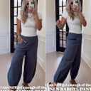 Xiaoxuemeng Womens Wide Leg Pants Cotton Linen Barrel Pants Elastic Waisted Lounge Trousers with Pockets (Blue, XS)