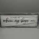 WYDM Home Is Where My Boys Are Wood Plaque Sign - 40 x15 Inch Rustic Wall Art for Living Room, Bedroom, Farmhouse Wall Decoration, Ready to Hang Family Decor (Black)