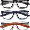 Hubeye TR90 Sports Reading Glasses for Men and Women Ultralight Flexible Anti-Blue Light ReadersBlack+Blue+Orange+2.5
