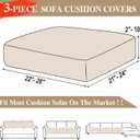 LA MEACK Couch Cushion Covers Seat Cushion Cover Stretch Couch Cover Separate Sectional Sofa Slipcovers Furniture Protector(3 Pieces for Seat or Sofa Backrest, Natural)