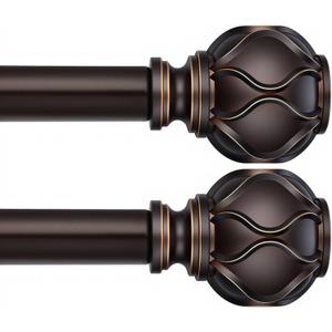 2 Pack Bronze Heavy Duty Curtain Rods for Windows 48 to 84 inch, 1 Inch Adjustable Decorative Curtain Rods For Bedroom, Living Room, Outdoor (Bronze,16"-90)