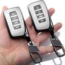 2-Pack Keychain for Lexus Key Fob Cover 4 Buttons Key Case Fit for 2013-2022 RX NX LX is RC GS ES 200t/250/300/350L/450HL/570 (Grey)