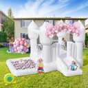 Inflatable Bounce House for Kids, White Bounce House with Slide, Jumping Bouncy Castle for Kids Birthday Party, Wedding, Backyard Indoor/Outdoor White (with 350W Blower), 10.5 Ft L X 9.2 Ft W X 6.9 Ft H