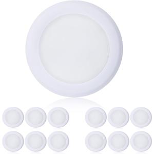 TOPELER 12Pack 6 Inch Flush Mount Ceiling Light, 15W Low Profile Dimmable Flush Mount LED Disk Light, 1000LM 5000K Daylight, Installs with Junction Box or Recessed Can, ETL-Listed