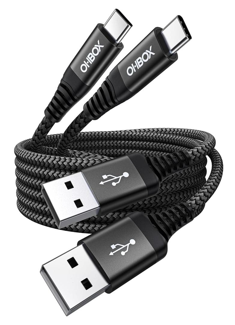 ohbox USB C Cable Fast Charging 6FT, 2Pack USB A to USB C Cable for CarPlay