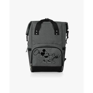 Disney Mickey Mouse Roll-Top Cooler Backpack, Hiking Backpack, Soft Cooler Bag (Heathered Gray)