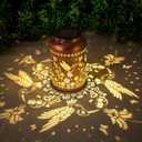 Fathers Day Gifts Hummingbird Solar Lanterns Outdoor Waterproof Garden Decor Birthday Gifts for Women Men Mom Hanging Solar Lights Metal Decoration Outside for Yard,Patio,Backyard,Porch,Easter