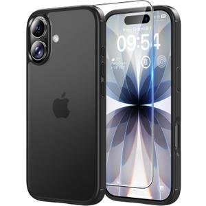TAURI for iPhone 17 Case, Anti-Yellowing with Screen Protector, Translucent Matte Military-Grade Protection Shockproof Slim Phone Case for iPhone 17, Matte Black