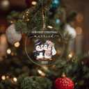 2 x Our First Christmas Married Ornament 2025, Cute Penguin Couple Married 3.54" Acrylic Ornament, First Christmas As Mr and Mrs, Newlywed Gifts for Couples - Bridal Shower, Just Married, Wedding Gifts