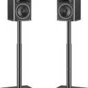 MOUNTUP Universal Speaker Stands Pair 28.3" to 37.4" Height Adjustable Floor Speaker Stands, Holds Bookshelf & Satellite Speaker Large Speaker, Up to 22LBS Cable Concealing 9.8" Plate Black MU9132-L