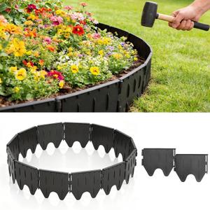 38PCS Garden Edging Border - 19FT Sturdy Landscape Flower Bed Lawn Edging Borders, Plastic Decorative Garden Fence Landscape Border, Interlocking Design for Patio Yard Pathway Sidewalk