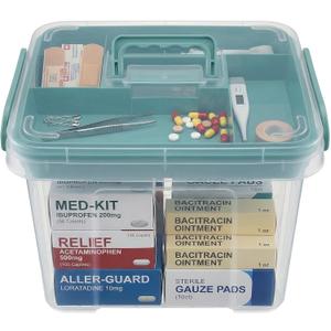Pulseplay Clear Medicine Organizer Storage Box with Handle Medicine Organizer Box with Removable Tray Multipurpose Medicine Container Chest (Green)