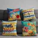 ZAEW Pool Swimming Ring Beach Summer Pillow Covers Throw Pillow Cases Set of 4 Decorations for Home Sofa Cushion Cover Party Holiday Decor 18x18 Inch