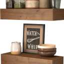 Wall Floating Shelves, Rustic Wood Wall Shelf Handmade - Wooden Shelves for Bathroom Kitchen Livingroom(Light Walnut, 17 Inch - 2 Pack)