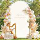 Beige Arch Backdrop Covers, 6.6FT Polyester Fitted Wedding Arch Stand Cover Round Top Chiara Stretchy Arch Backdrop Cover for Birthday Party Ceremony Banquet Decoration
