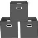 Yunkeeeper storage bins Cubes, Fabric Cube Organizer with Handle, Foldable Cube Bins for Cloth or Accessary Storage, 11x11x11, Set of 3,(Gray)