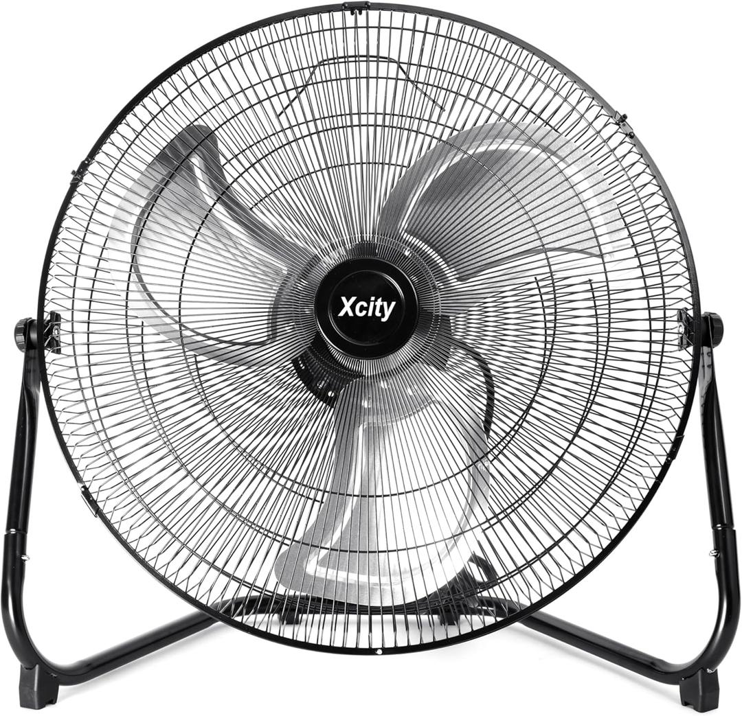 20 Inch Floor Fan, Max 4650 CFM Industrial Fan, 3-speed and 360Adjustable Tilt, Metal Construction and Aluminum Blades, Ideal for Warehouse, Workshop, Factory, Garage