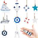 Jetec 22 Pcs Nautical Ornament Beach Ornaments Coastal Nautical Tree Starfish Anchor Sea Life Beach Decorations for Home Decor Small Party Gift Office