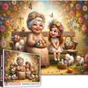 Easter Jigsaw Puzzle Adults 1000 Pieces Grandmother and Granddaughter Puzzle DIY Craft Spring Courtyard Art Living Room Wall Decoration Funny Activities Gifts Easter Eggs Puzzles