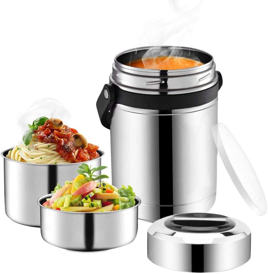 Soup Thermos for Adults, 3 Layered 88oz Food Thermos Jar for Hot Food, Large Wide Mouth Vacuum Insulated Stainless Steel Thermal Lunch Box Container Flask, Men Bento Box for Work Office Travel