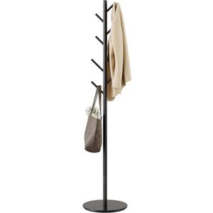 Coat Rack with 8 Hooks, 3 Adjustable Heights, Modern Hall Tree, Sturdy Metal Clothes Stand with Sintered Stone Base for Entryway, Office, Bedroom, for Coats, Hats, Handbags and Scarves, Black