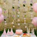 3 Pcs Artificial Flowers Hanging Decorations, 29.5ft Wildflower Daisy Garland Backdrop Ceiling Decoration for Wedding Spring Party Birthday Home Garden(Purple Pink)