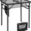 RedSwing Folding Grill Table, Lightweight Height Adjustable Aluminum Table with Mesh Desktop and Mesh Bag for Outdoor Camping Picnic BBQ, Small 2 Feet, Black (23.6"x15.7"x26.6")