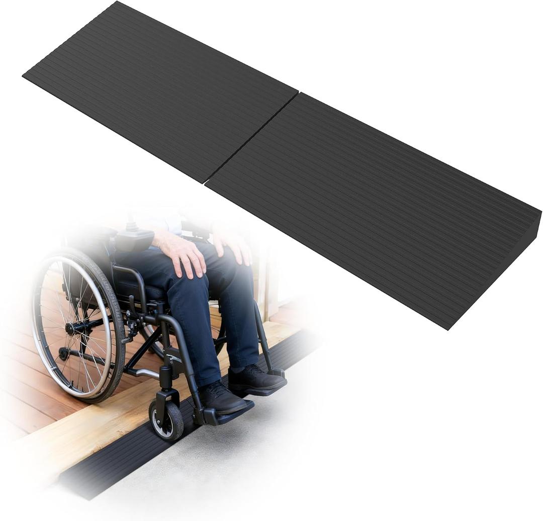 2" Rise Rubber Threshold Ramps for Doorways, 34" Wide Modular Wheelchair Ramp 2 PCS, Wheelchair Ramp, Access Ramps for Wheelchairs,Strollers,Sweepers,Bathrooms,Entryways,2000LBS Capacity