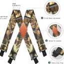 MENDENG Camo Suspenders for Men 2" Heavy Duty Clips - Adjustable X-Back Braces for Hunting and Daily Work (B/Army Green/Black Clips)