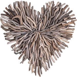 Creative Co-Op Driftwood Heart Shaped Wall Décor, 15.5"L x 20"W