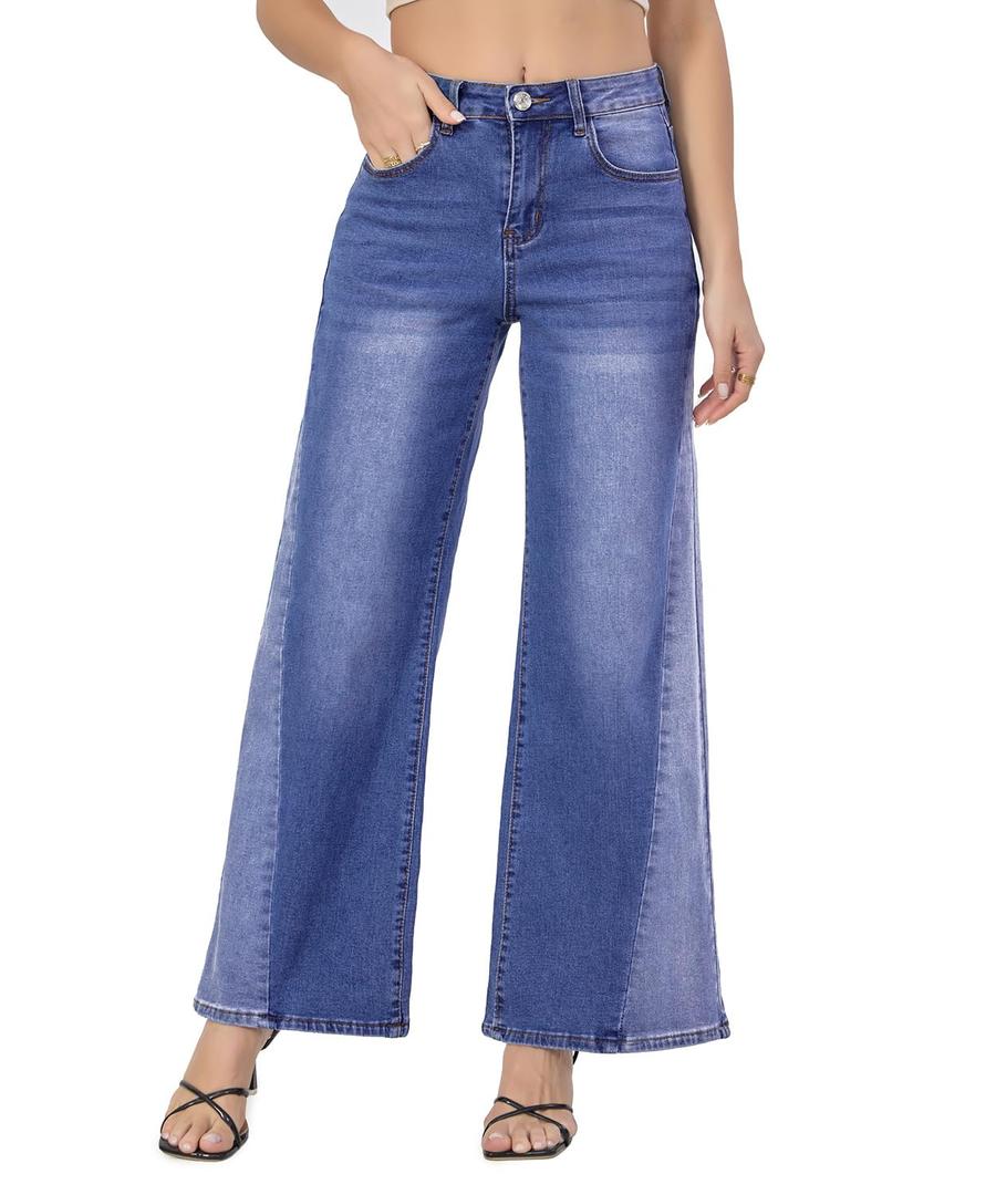 VIPONES Women's Wide Leg Jeans High Waisted Strechy Straight Baggy Jeans for Women Trendy Outfits Denim Pants with Patchwork(521,10)