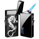 Arc 2 in 1 Jet Flame Torch Lighter - Refillable Butane Electric, USB Rechargeable, Windproof Infinity Lighter for BBQs, Candle, Camping (Frosted Black)