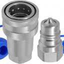1/4" Ag ISO 7241-A Hydraulic Quick Connect Tractor Couplers with Dust Caps,Poppet Pioneer Style,Hydraulic Quick Coupler 1/4" NPT Thread & Body-1 Sets