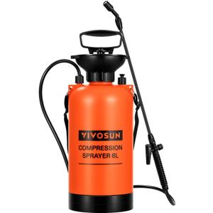 VIVOSUN 1.59-Gallon Pump Pressure Sprayer, Pressurized Lawn & Garden Water Spray Bottle with Adjustable Shoulder Strap, for Plants Spraying, Garden Watering and Household Cleaning (Orange)