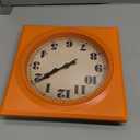 Alarllok Vintage Wall Clock 1950s Style  Retro 50's Mid Century Square Wall Clocks Battery Operated Silent for Kitchen, Home Decor  12 Inch, Orange