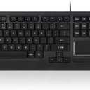 Perixx PERIBOARD-513II Wired USB Keyboard with Touchpad, Membrane Key Trackpad Keyboard with 10 Hot Keys, Black, Full US Layout