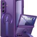 Vihibii for Samsung Galaxy Z Fold 7 Case with Stand & Front Screen Protector & Lens Hinge Protection, Compatible with MagSafe, Military Grade Rugged Phone Cover Case for Galaxy Z Fold 7, Dark Purple