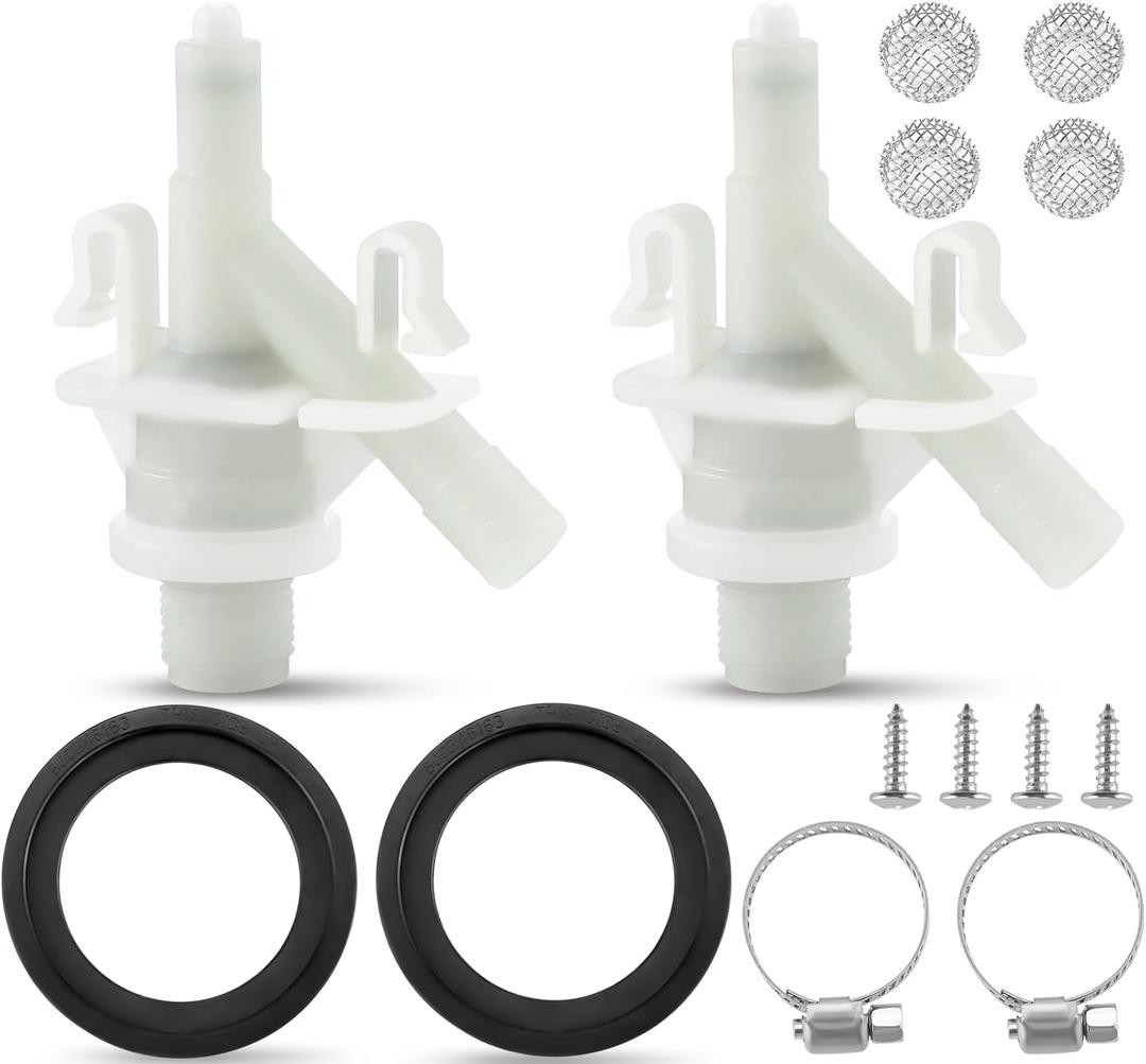 385311641 RV Toilet Water Valve Kit with 385311658 Flush Ball Seal by Fetechmate Fit for Dom.etic 300, 301, 310, 311, 320, 321 Series Pedal-Flush Toilets RV Toilet for Camper Toilet-2 Set