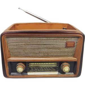 Funny live 4.7 Inches Retro Radio Shape Desktop Decoration Resin Crafts Ornaments Home Office Personality Multi-purpose Succulent Plant Pot | Pen Holder (Light Brown)