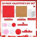 Motipuns 24 Pack Mother's Day DIY Card Making Kit Blank Card Envelopes with 1200 Colorful Pom Poms Balls Heart Decor for Make Your Own Craft Exchange Activity Scrapbook Gift(Pink, Red, White)