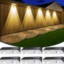Solar Fence Lights Outdoor, 6 Pack IP65 Waterproof Fence Lights Solar Powered with Ultra-Bright LED Lens, 9 Color Modes, 12+ Hours Steady Glow for Deck/Backyard/Patio/Pool/Wall - Black